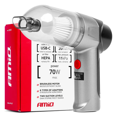 AMiO Draadloze Autostofzuiger HEPA 70W 11kPa