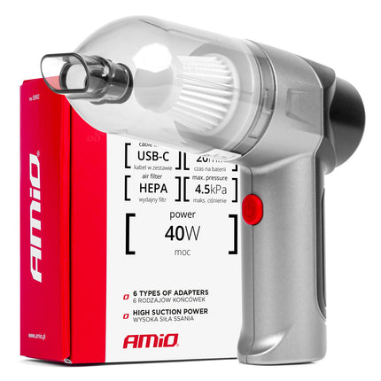 AMiO Draadloze Autostofzuiger HEPA 40W 4.5kPa