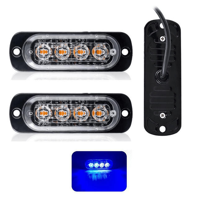 Professionele Blauwe LED Grillflitsers en Bumperflitsers (IP65) Krachtige Stroboscoop Zwaailichten Set voor Hulpdiensten of op Eigen Terrein - VCTparts.nl