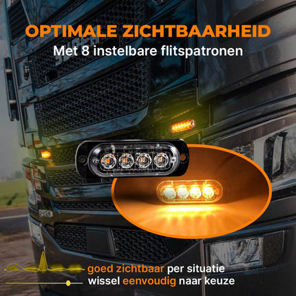VCTparts Professionele Oranje Gele LED Grillflitsers en Bumperflitsers (IP65) Krachtige Stroboscoop Zwaailichten Set voor Werkverkeer en Hulpdiensten NORGOS 2