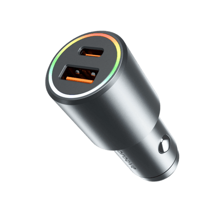 Proove Proove 53W Snelle Auto Oplader USB en USB - C – Dubbele Autolader met Power Delivery 3.0 en LED Indicator in Metallic Grijs Proove 7