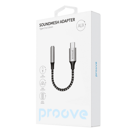 Proove Proove Adapter AUX SoundMesh TypeC naar 3.5mm Grijs voor Smartphones en Audioapparaten Proove 2
