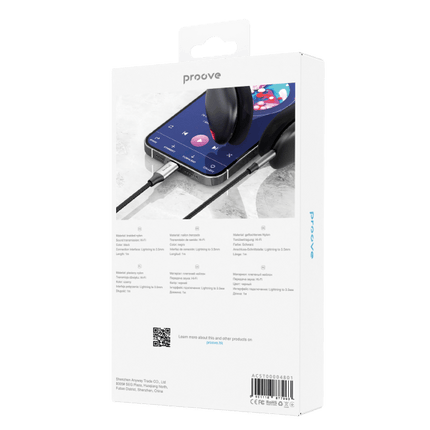 Proove Kabel SoundTrack Lightning naar 3.5mm AUX (1m) Zwart - VCTparts.nl