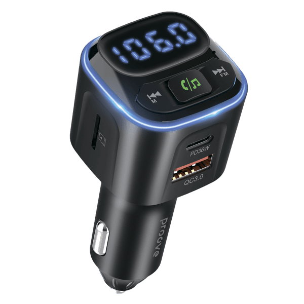 Proove FM Transmitter Luxor 36W Snelladen (PD+QC3.0) Bluetooth 5.3 TypeC USB Oplader Handsfree Bellen en Muziek Streaming voor Auto – Zwart - VCTparts.nl