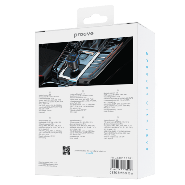 Proove FM Transmitter Luxor 36W Snelladen (PD+QC3.0) Bluetooth 5.3 TypeC USB Oplader Handsfree Bellen en Muziek Streaming voor Auto – Zwart - VCTparts.nl