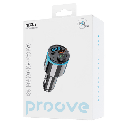 Proove Proove FM Transmitter Nexus 30W (PD+QC3.0) TypeC+USB Zwart – Snelladen, Bluetooth en Muziekstreaming voor uw Auto Proove 5
