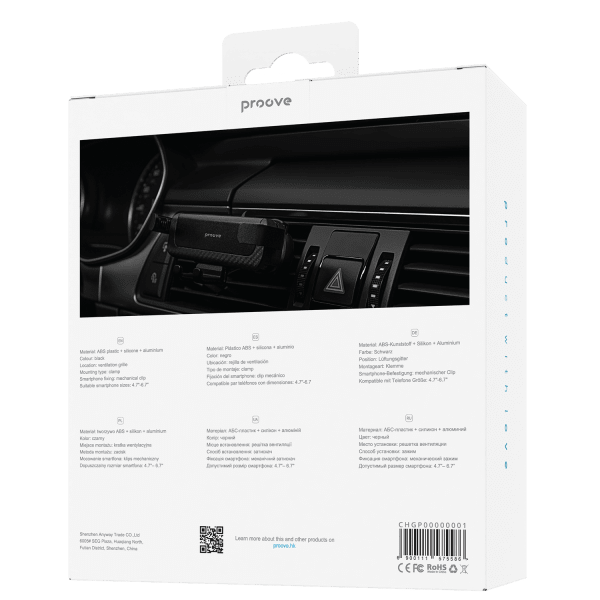 Proove Proove Gravity Pro Auto Telefoonhouder Klem - Universeel voor Smartphones van 4,7 tot 6,9 Inch - Stevige Bevestiging aan Ventilatierooster - Duurzaam ABS Plastic, Siliconen Coating en Aluminium - Zwart Proove 2