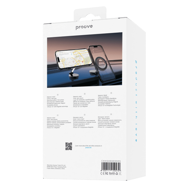 Proove Proove Hoop Stickon MagSafe Telefoonhouder Auto - Magnetisch Dashboard Bevestiging - Metaal - Donkergrijs - Geschikt voor iPhone 12 en Nieuwer Proove 2