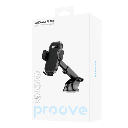 Proove Proove Telefoonhouder Longway Silicone Klem – Zuignapbevestiging Dashboard/Voorruit – 4.7 tot 6.9 Inch – Zwart Proove 5