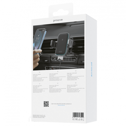 Proove Proove Triple Clamp Pro 15W Draadloze Telefoonhouder Auto Ventilatierooster en Dashboard Zuignap Metallic Grijs – Geavanceerde Oplading en Secure Hold Proove 2