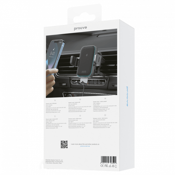 Proove Proove Triple Clamp Pro 15W Draadloze Telefoonhouder Auto Ventilatierooster en Dashboard Zuignap Metallic Grijs – Geavanceerde Oplading en Secure Hold Proove 2