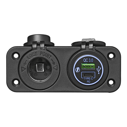 ProPlus Inbouw kit: 12V Stekkerdoos + USB Snellader Type A + C 2-weg 3A [Sigarettenaansteker Autocontraplug USB-C] - VCTparts.nl