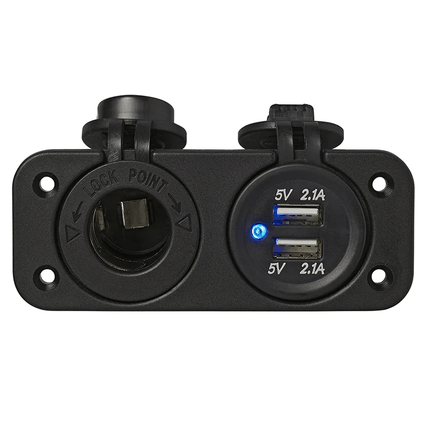 ProPlus Inbouw kit: Stekkerdoos DIN + USB poort dubbel type A 2x2100mA - 12V/24V - VCTparts.nl