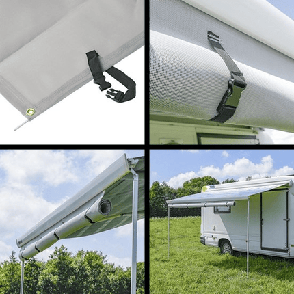 ProPlus Lichtgrijze Luifel Zonwering 430x200cm - UV-bescherming en Windscherm voor Kamperen en Camper - VCTparts.nl