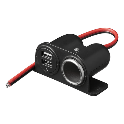 ProPlus Opbouw-Sigarettenaanstekerdoos met 2x USB Type A 2100mA - 12V/24V Laadcontactdoos voor Voertuigen - VCTparts.nl