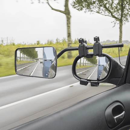 ProPlus Universele Opzetspiegel Caravanspiegel DeLuxe – Verstelbare Spiegel voor Camper Bestelwagen en 4x4 - Inclusief Opbergtas - Eenvoudige Montage - E-gekeurd - VCTparts.nl