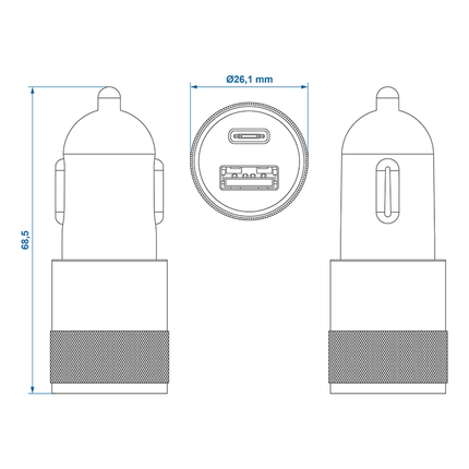ProPlus ProPlus Dubbele USB Snellader Type A + C 12/24V 3100mA - Universele Autolader PAT Europe 2