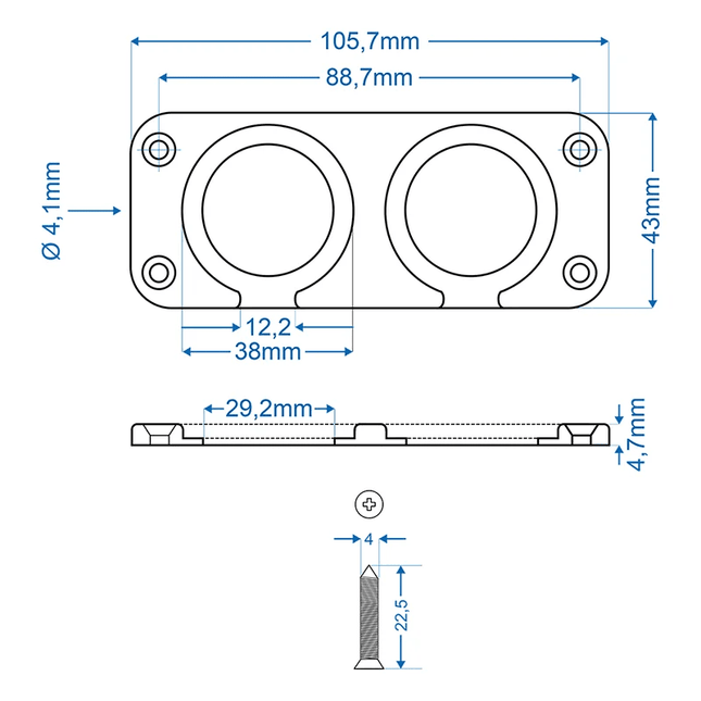 ProPlus ProPlus Inbouw - / Installatieframe Tweevoudig - Dubbel Inbouwframe voor Auto Middenconsole en Dashboard PAT Europe 2