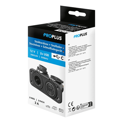 ProPlus ProPlus Inbouw Kit 12V Stekkerdoos met 2x USB C Snellader 3A voor Auto PAT Europe 7