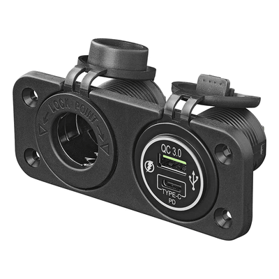 Proplus integriertes Kit: 12V Socket + USB Snell Ladegerät Typ A + C 2-Wege 3A [Zigarette leichter Autookontraplug USB-C]
