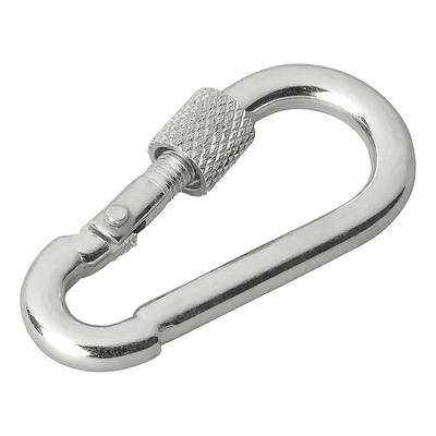 Prophlus Carabiner Metall 5x50 mm mit Schraubenverschluss - 2 Stücke starker Montagehaken Carabine Musketon