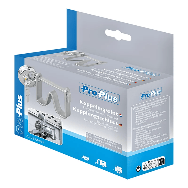 ProPlus Koppelingsslot Beugelmodel met Discusslot Trekhaakbeveiliging Dissel - Aanhangwagenslot - VCTparts.nl