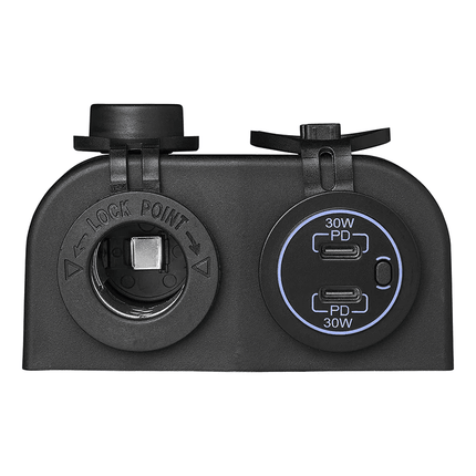 ProPlus ProPlus Opbouw Kit 12V Stekkerdoos met 2x USB C Snellader 2 Weg 3A voor Auto PAT Europe 4