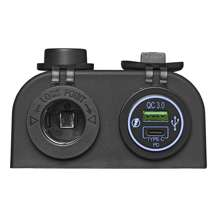 ProPlus ProPlus Opbouw kit: 12V Stekkerdoos + USB Snellader Type A + C voor Snel Opladen PAT Europe 4