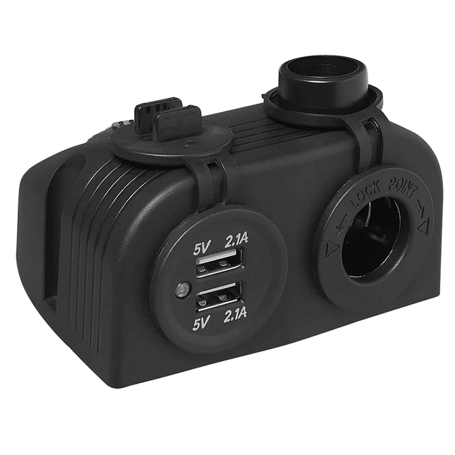 ProPlus ProPlus Opbouw kit: Stekkerdoos DIN + USB poort dubbel type A 2x2100mA - 12V/24V PAT Europe 6