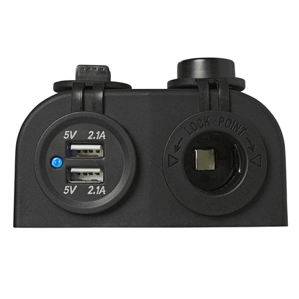 ProPlus ProPlus Opbouw kit: Stekkerdoos DIN + USB poort dubbel type A 2x2100mA - 12V/24V PAT Europe 5