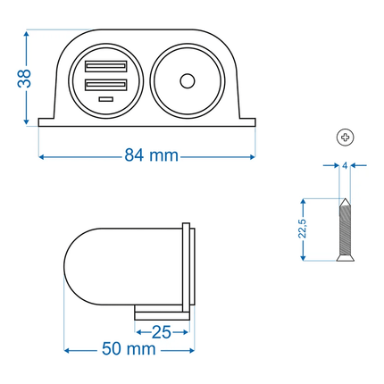 ProPlus ProPlus Opbouw - Sigarettenaanstekerdoos met 2x USB Type A 2100mA - 12V/24V Laadcontactdoos voor Voertuigen PAT Europe 4