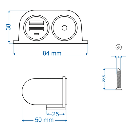 ProPlus ProPlus Opbouw - Sigarettenaanstekerdoos met 2x USB Type A 2100mA - 12V/24V Laadcontactdoos voor Voertuigen PAT Europe 2