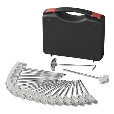 Proplus Zelt Herring 20 cm Metall schwere Duty mit Plastikhakenset von 20 Teilen in Koffer gemahlenen Stiftanker Zeltstifte