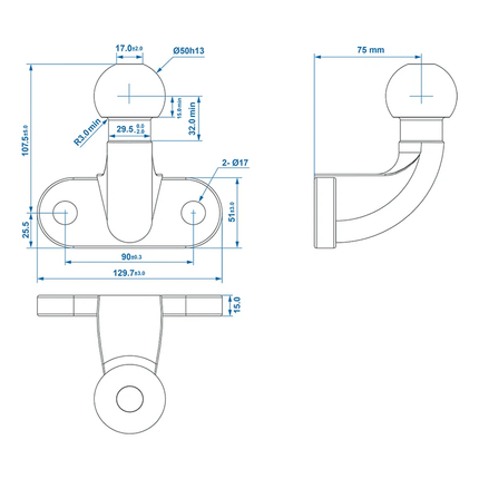 ProPlus ProPlus Trekhaakkogel Zwart Haaks D172kN S210kg Bumpertrekhaak zilver PAT Europe 2