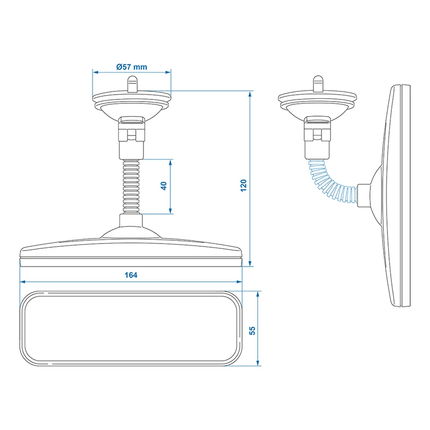 ProPlus ProPlus Universele Achteruitkijkspiegel Binnenspiegel 165x55mm met Flexarm en Zuignap PAT Europe 2