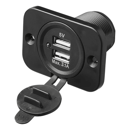 ProPlus USB - Inbouwdoos Tweevoudig Type A 3100mA - 12V/24V Laadcontactdoos met Bevestigingsmateriaal - VCTparts.nl