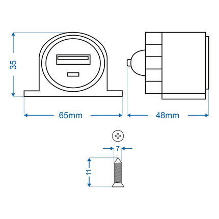 ProPlus ProPlus USB - Opbouwstekkerdoos Type A 2100mA - 12V/24V Laadcontactdoos voor Voertuigen PAT Europe 2