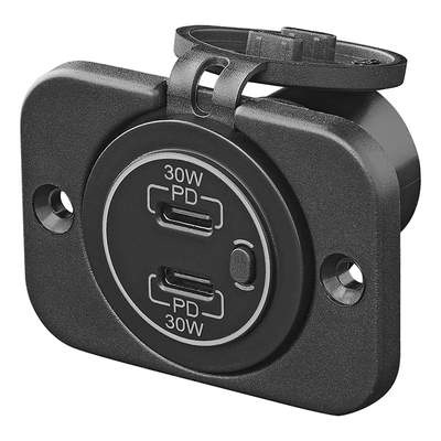 ProPlus USB-Schnellladegerät mit integriertem Typ-C-Anschluss (2-fach, 12 V/24 V) und Montageplatte