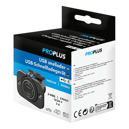 ProPlus ProPlus USB Snellader Inbouw Type C 2 Weg 12V 24V met Montageplaat PAT Europe 7