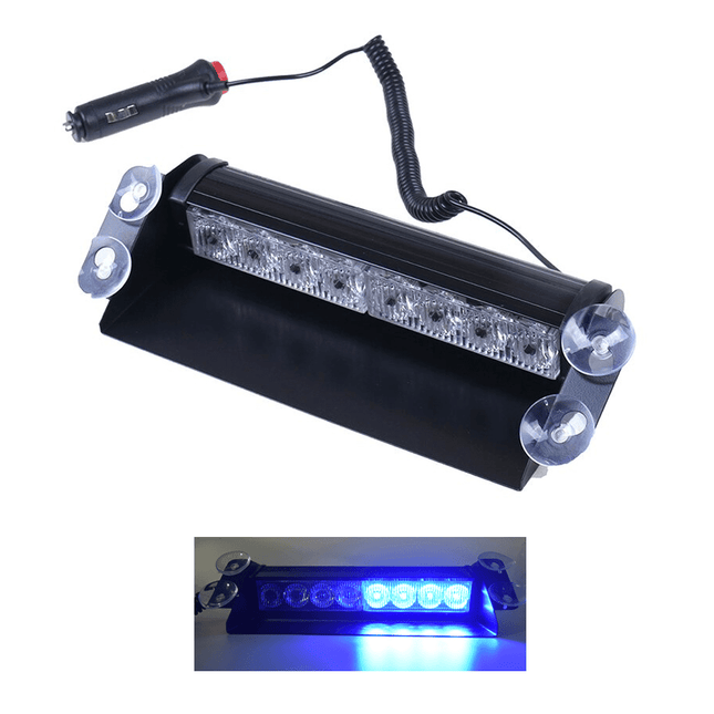 VCTparts Raamflitser Blauw Led Stroboscoop Zwaailicht met Zuignappen en 12V Plug NORGOS 7