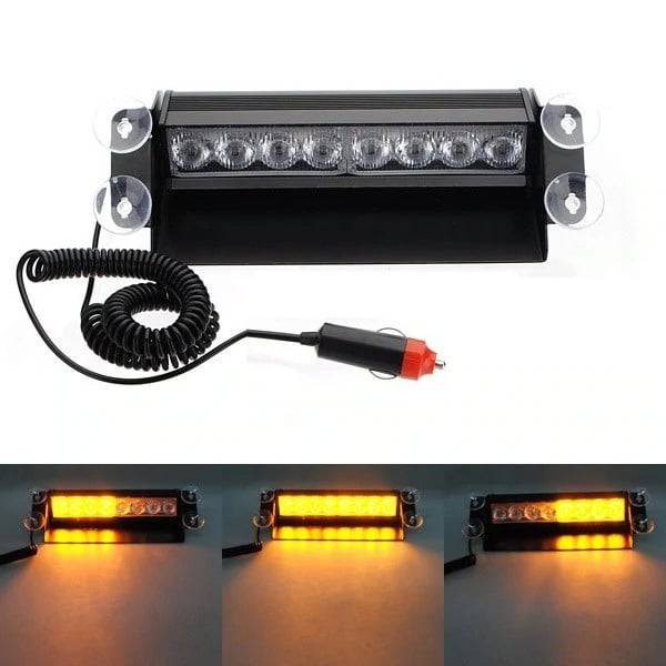 Raamflitser Oranje LED Stroboscoop Zwaailicht – 12V met Zuignappen en 8 Knipperstanden - VCTparts.nl