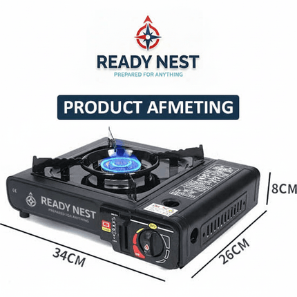 ReadyNest ReadyNest Draagbaar Nood Gasstel Campingkooktoestel Fornuis – Ideaal voor Noodpakket, Prepping en Buitenavonturen Fortrade 6