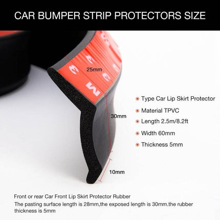 VCTparts Side Skirts Verlaging Strip Bumper Bescherming Lip Rubber Sierstrip (2.5m) Zwart NORGOS 5