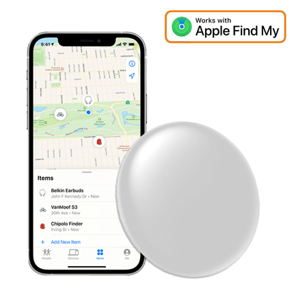 VCTparts Smart Tag Bluetooth/GPS Locatie Tracker met Live Tracer Maps en Anti - Diefstal Functie - Werkt met Zoek Mijn App - IOS/iPhone - Wit NORGOS 1