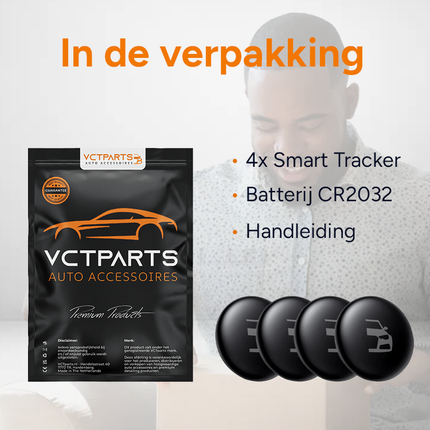 4-Pack Smart Tag Bluetooth/GPS Locatie Tracker met Live Tracer Maps en Anti-Diefstal Functie - Werkt met Zoek Mijn App - IOS/iPhone zwart - VCTparts.nl
