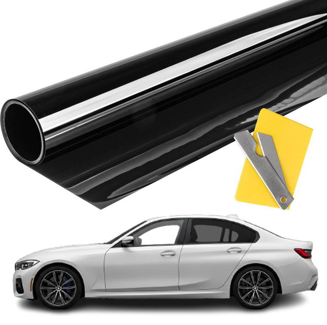 Autorame Foil Tint Vinyl Black 75x300 cm (30%) Schwarzer Fensterfilm für Sonnenschutz und Privatsphäre mit Werkzeug
