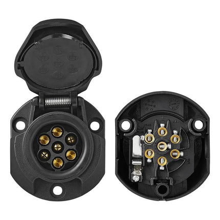 Trailer Stekkerdoos Adapter van 7+1 Polig PVC met Klep [Aanhanger - Caravan - Trailer] - VCTparts.nl