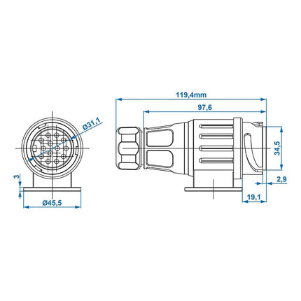VCTparts Trailerstekker Adapter Jaeger 13 - Polig PVC [Aanhanger - Caravan - Trailer] PAT Europe 2