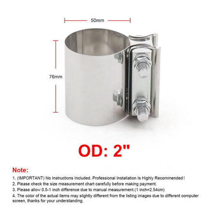 VCTparts Uitlaatklem 2inch 51mm Mof Adapter Koppelstuk - Universeel RVS T304 met Stootvoeg Beugel NORGOS 7