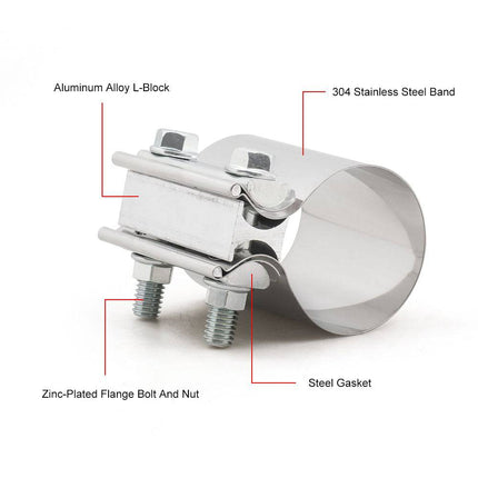 VCTparts Uitlaatklem 2inch 51mm Mof Adapter Koppelstuk - Universeel RVS T304 met Stootvoeg Beugel NORGOS 4